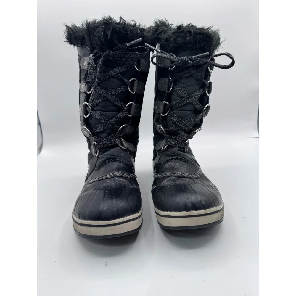 Sorel‎ US 3 Black Tofino II Boots Kids Waterproof Faux Fur Winter Snow